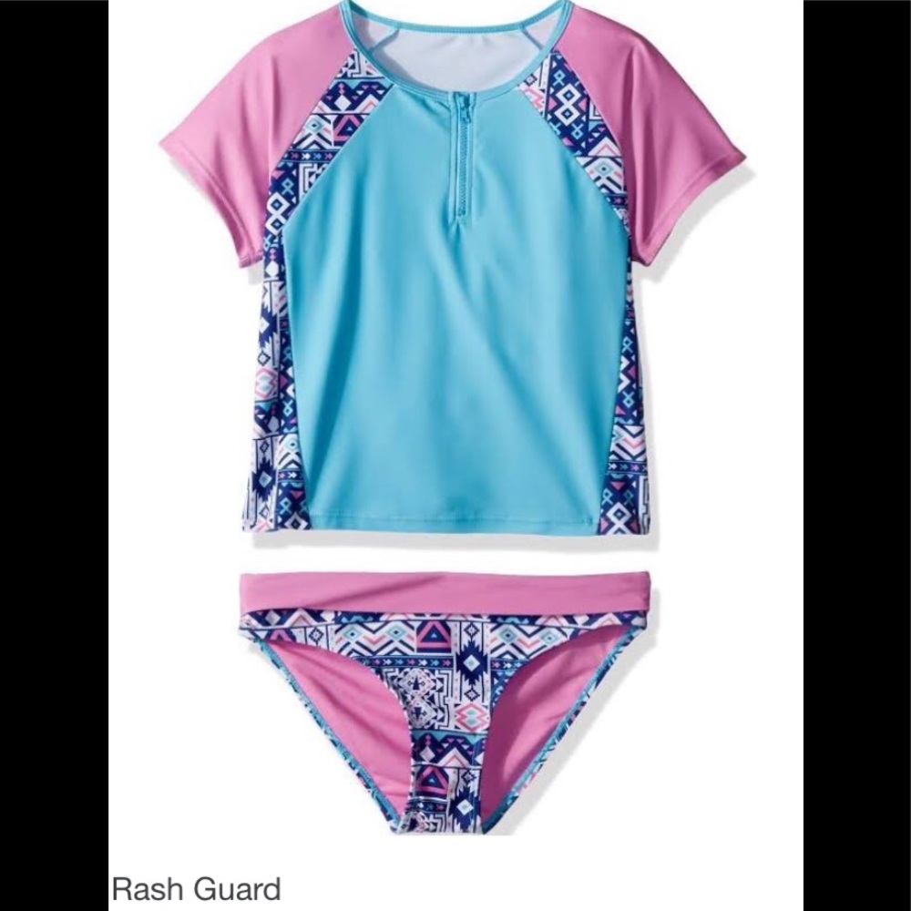 NWT YMI Girls Rash guard 2pc swim set suit.